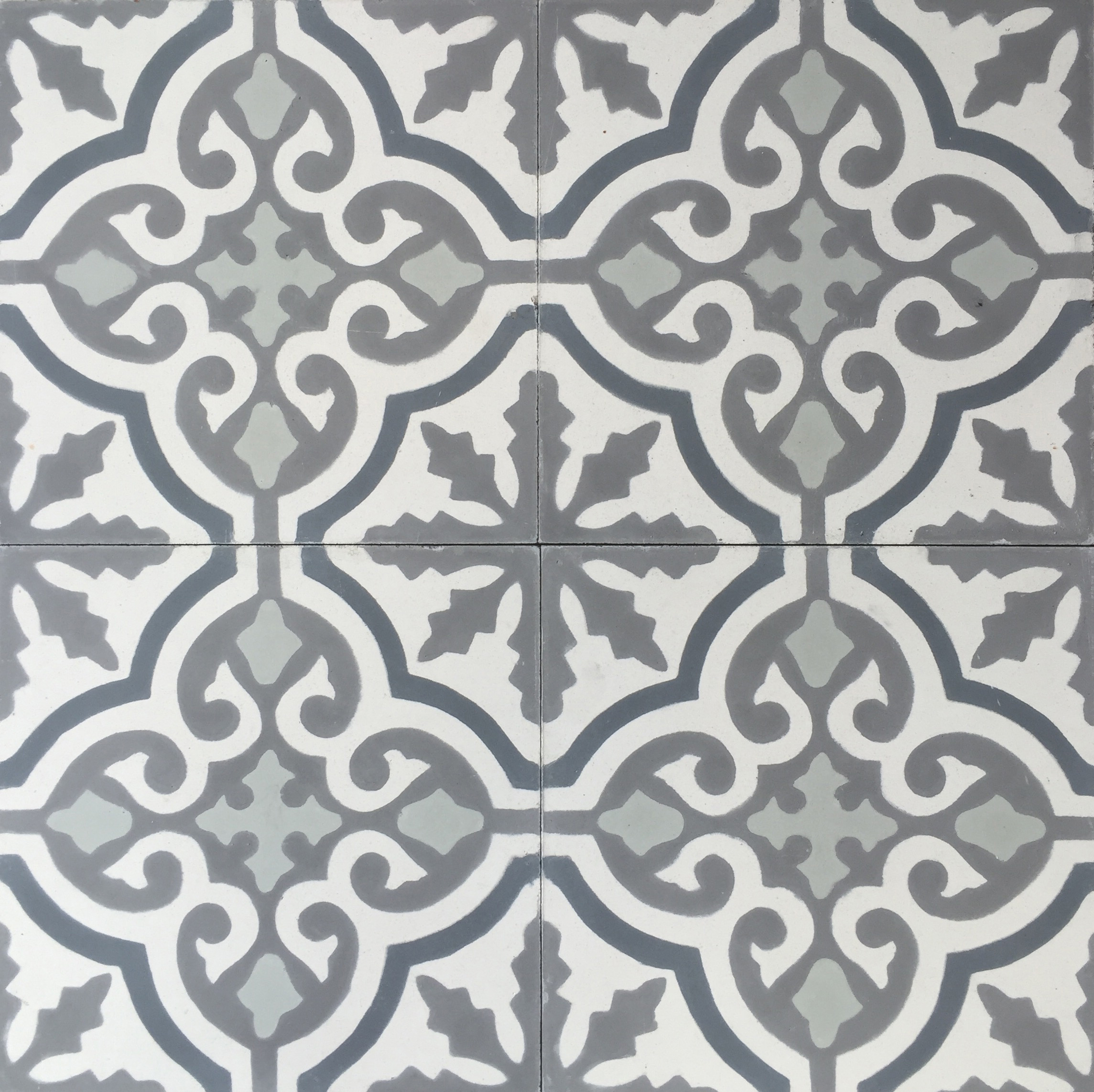 Cuba White Grey Encaustic Cement Tile